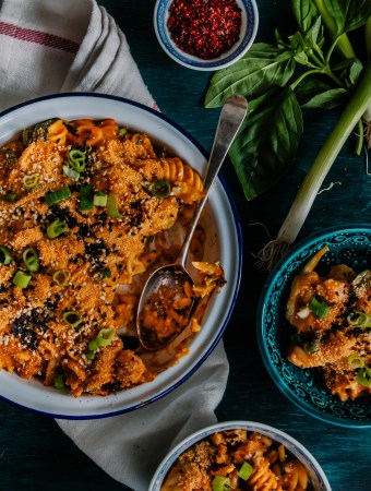 Vegan Kimchi Mac and Cheese